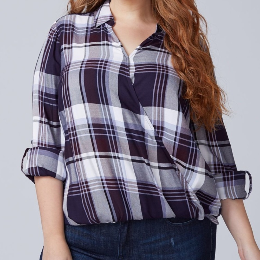 Lane Bryant plaid surplice top